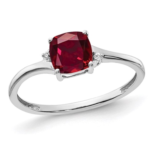 GEM AND HARMONY  1.25 Carat (Ctw) Lab Created Solitaire Ruby Ring In Sterling In Silver