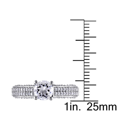 Created White Sapphire 3 1/6 Carat Engagement Ring In Sterling Silver