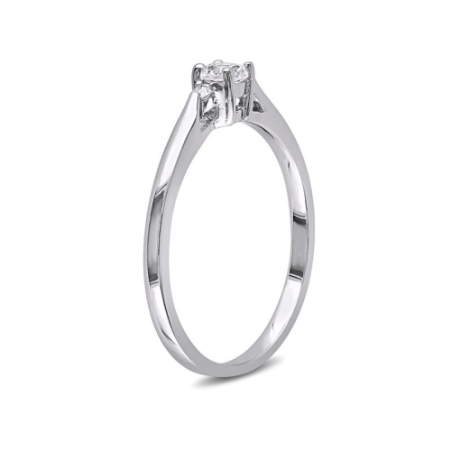 Created White Sapphire 1/4 Carat Ring with Diamonds in Sterling Silver