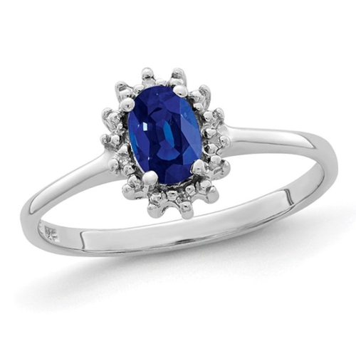 GEM AND HARMONY  1/2 Carat (Ctw) Natural Sapphire Ring In Polished Sterling In Silver