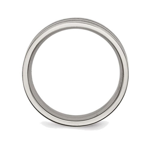 Mens Chisel Titanium 7mm Enamel and Grooved Brushed Wedding Band Ring