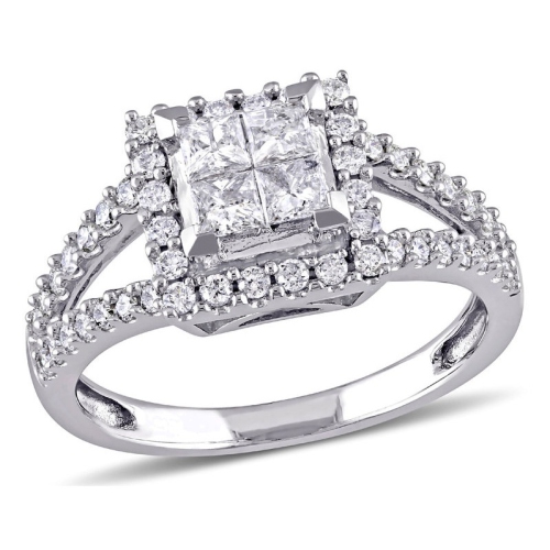 1.00 Carat Princess Cut Diamond Engagement Ring in 14K White Gold