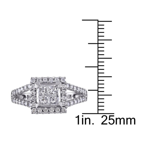 1.00 Carat Princess Cut Diamond Engagement Ring in 14K White Gold