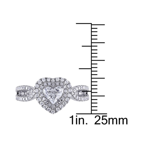 1.00 Carat Heart Diamond Engagement Ring in 14K White Gold