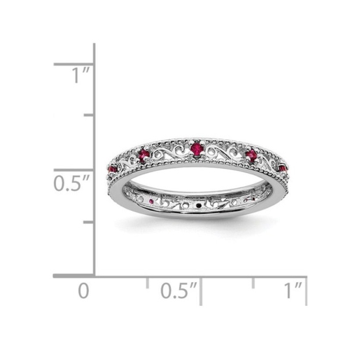 Bague empilable en argent sterling avec rubis synthétique en laboratoire 1/5 carat