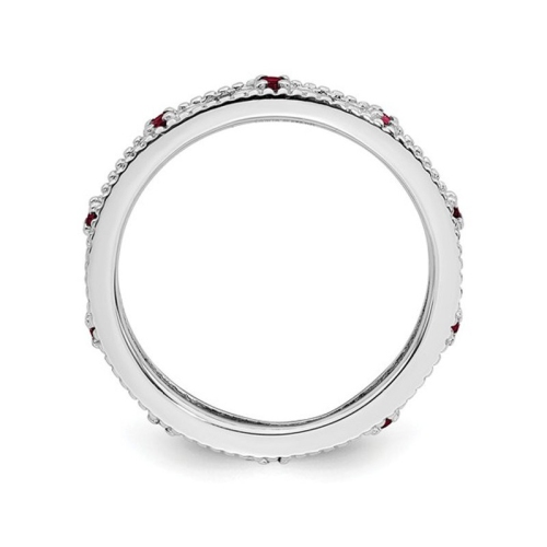 Bague empilable en argent sterling avec rubis synthétique en laboratoire 1/5 carat