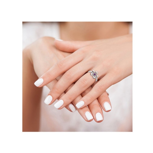 1/10 Carat Amethyst Flower Ring in Sterling Silver