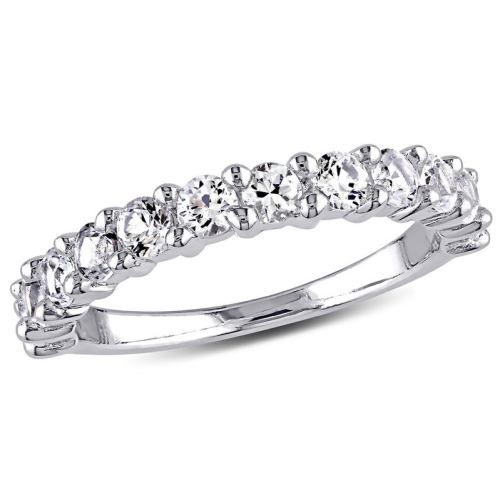 GEM AND HARMONY  1.00 Carat (Ctw) Lab-Created Sapphire Stackable Ring In Sterling Silver In White