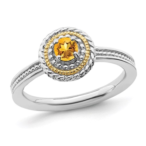 GEM AND HARMONY  1/4 Carat (Ctw) Citrine Solitaire Ring In Sterling In Silver