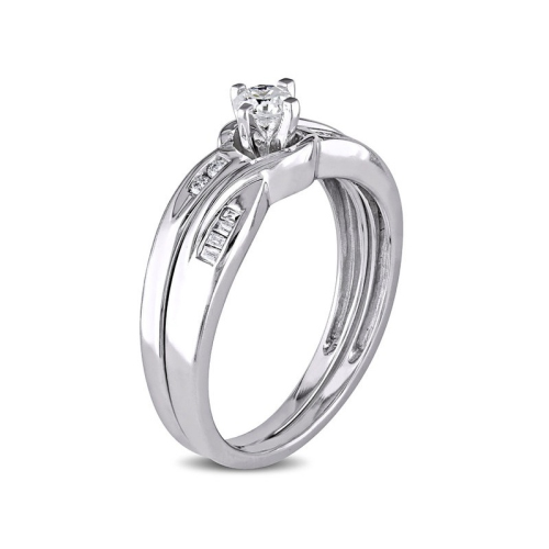 1/3 Carat Diamond Engagement Ring & Wedding Band Wedding Set in 10K White Gold