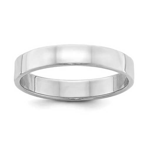Ladies or Mens Comfort Fit 4mm Flat Wedding Band Ring in Sterling Silver
