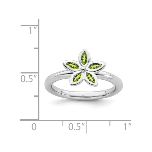 2/5 Carat Green Peridot Flower Ring in Sterling Silver