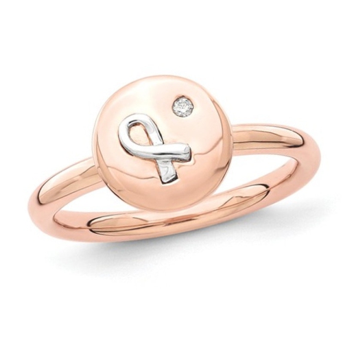 GEM AND HARMONY  Sterling Silver And 14K Rose Plated Ribbon Ring In Gold