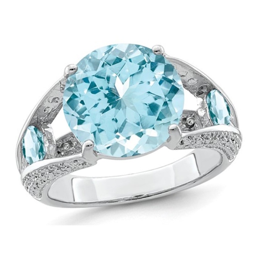 Large 7.40 Carat Swiss Blue Topaz Ring in Sterling Silver