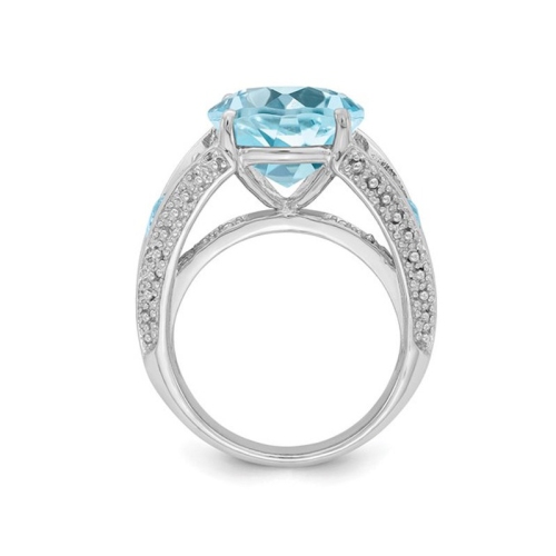 Large 7.40 Carat Swiss Blue Topaz Ring in Sterling Silver