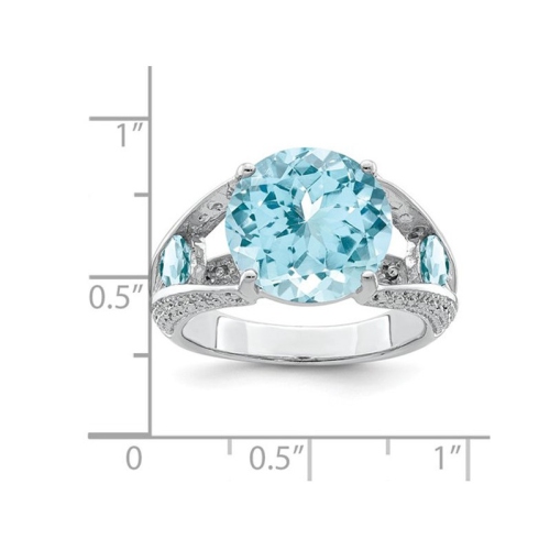 Large 7.40 Carat Swiss Blue Topaz Ring in Sterling Silver