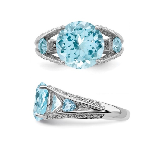 Large 7.40 Carat Swiss Blue Topaz Ring in Sterling Silver