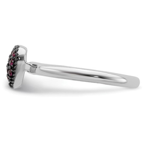 2/5 Carat Lab Created Ruby Cluster Heart Promise Ring in Sterling Silver