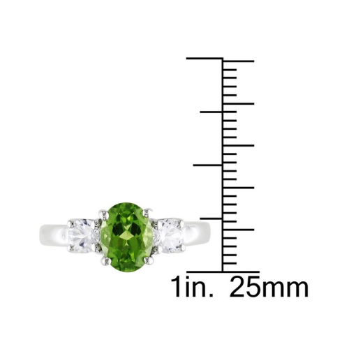 1.25 Carat Peridot Ring with Lab Created White Sapphire 3/5 Carat (ctw) in Sterling Silver