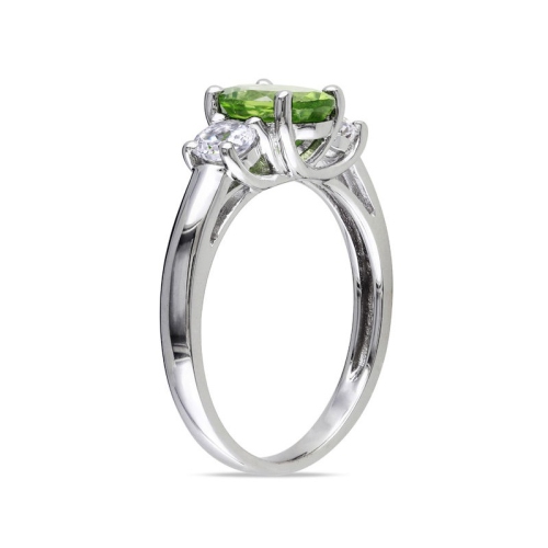 1.25 Carat Peridot Ring with Lab Created White Sapphire 3/5 Carat (ctw) in Sterling Silver