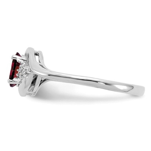 1/2 Carat Natural Red Garnet Ring in 14K White Gold with Diamond Accents