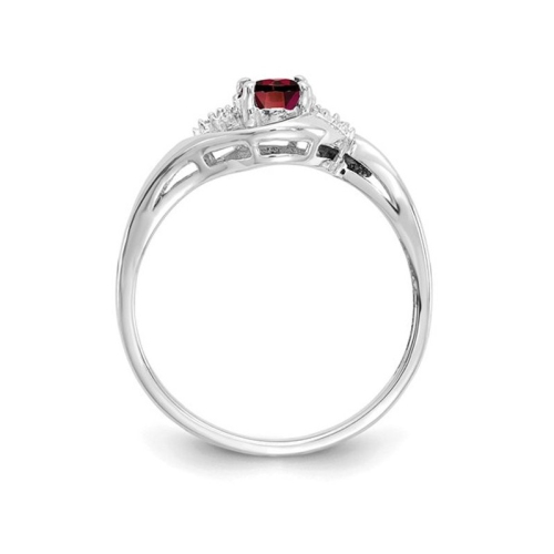 1/2 Carat Natural Red Garnet Ring in 14K White Gold with Diamond Accents