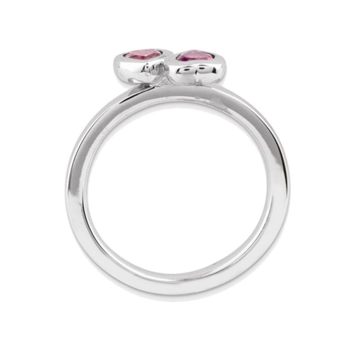 Pink Tourmaline Double Heart Ring 2/5 Carat in Sterling Silver