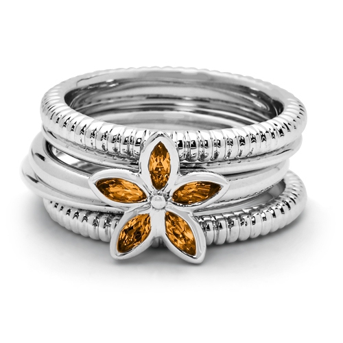 1/3 Carat Citrine Flower Ring in Sterling Silver