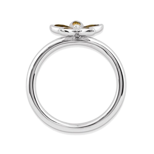 1/3 Carat Citrine Flower Ring in Sterling Silver