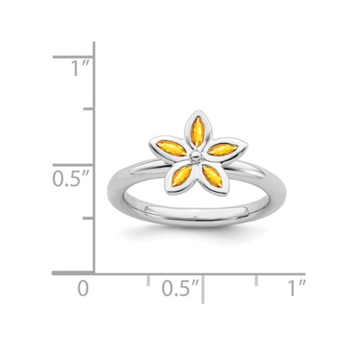 1/3 Carat Citrine Flower Ring in Sterling Silver