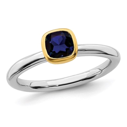 GEM AND HARMONY  Lab Created Sapphire Ring 1/2 Carat (Ctw) In Sterling In Silver