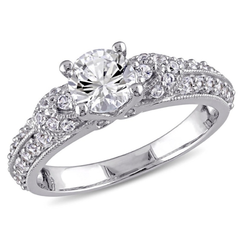 1 2/3 Carat Lab-Created White Sapphire Engagement Ring In Sterling Silver