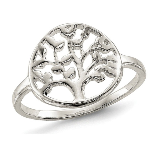 GEM AND HARMONY  Sterling Polished Tree Of Life Ring In Silver