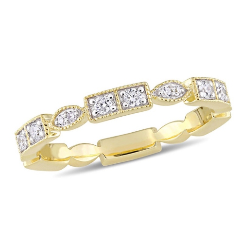 Alliance en or jaune 10 ct avec diamants sertis en pavé 1/3 ct G-H-I, I1-I2
