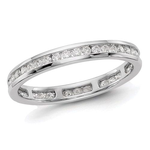 GEM AND HARMONY  1/2 Carat (Ctw H-I, I1-I2) Diamond Eternity Wedding Band Ring In 14K Gold In White