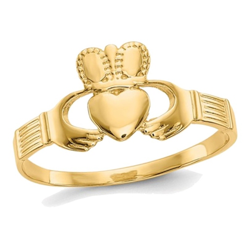 GEM AND HARMONY  Ladies Claddagh Ring In 14K Gold (Size 7) In Yellow