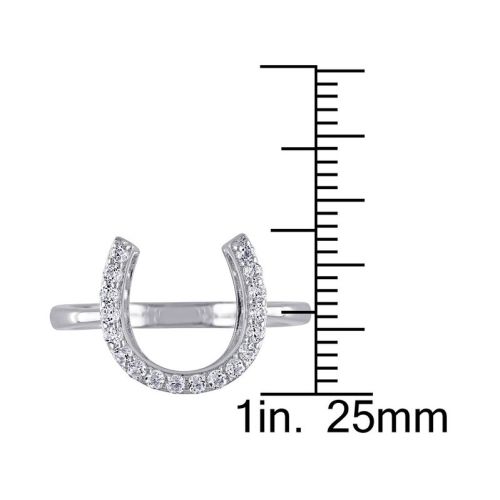 1/2 Carat White Topaz Horseshoe Ring In Sterling Silver