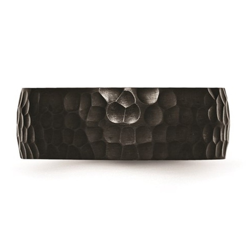 Alliance de 8 mm en acier inoxydable martelé plaqué noir, hommes ou femmes