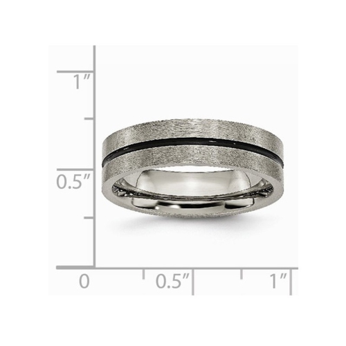 Mens Titanium 6mm Satin Black Enamel Brushed Wedding Band Ring