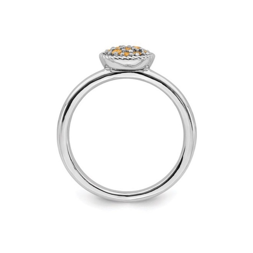 Bague en argent sterling, citrine naturelle en bouquet 1/5 carat