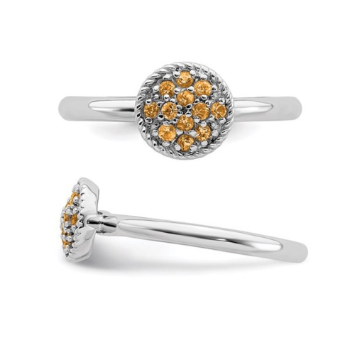 Bague en argent sterling, citrine naturelle en bouquet 1/5 carat