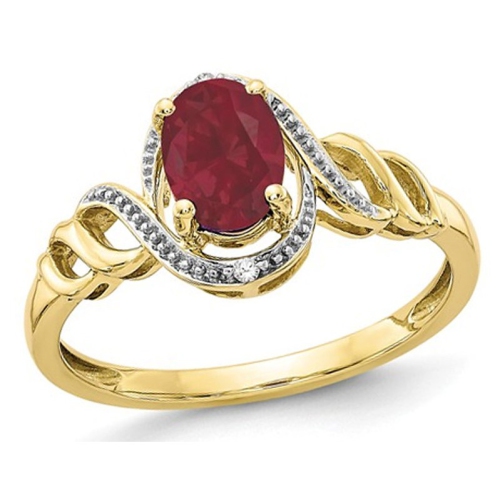 GEM AND HARMONY  1.05 Carat (Ctw) Natural Ruby Ring In 10K Gold In Yellow