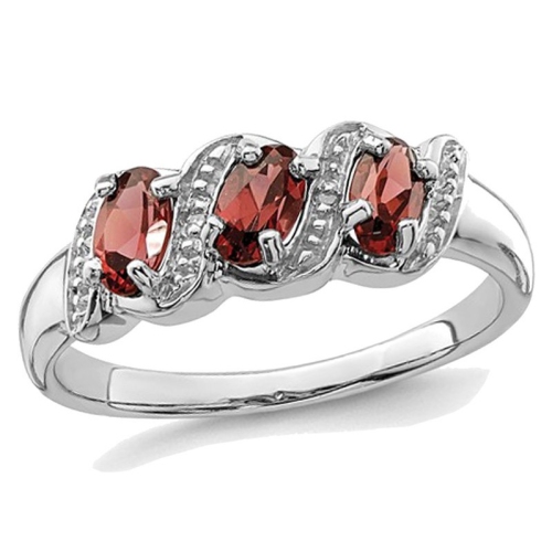 3/4 Carat Three-Stone Garnet Ring in Sterling Silver