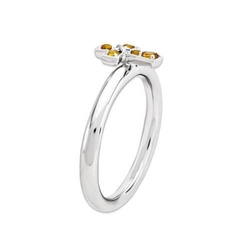 1/10 Carat Citrine Cross Ring in Sterling Silver