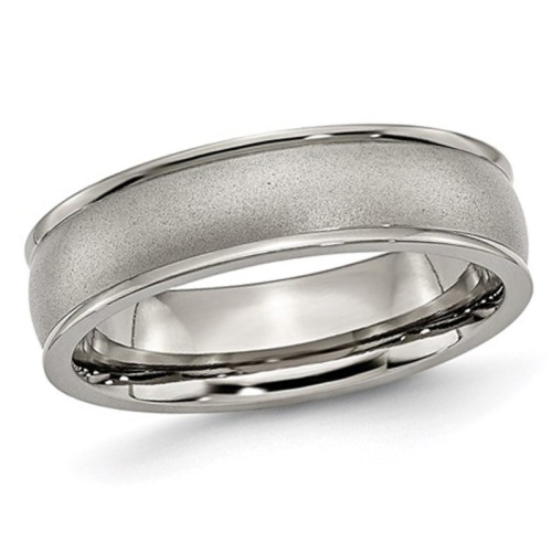 Ladies or Mens Titanium Ridged Edge 6mm Satin Wedding Band Ring