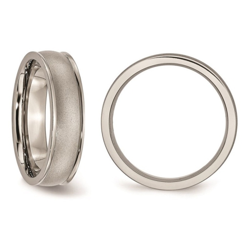 Ladies or Mens Titanium Ridged Edge 6mm Satin Wedding Band Ring