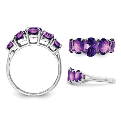 3.40 Carat Five-Stone Amethyst Ring in Sterling Silver