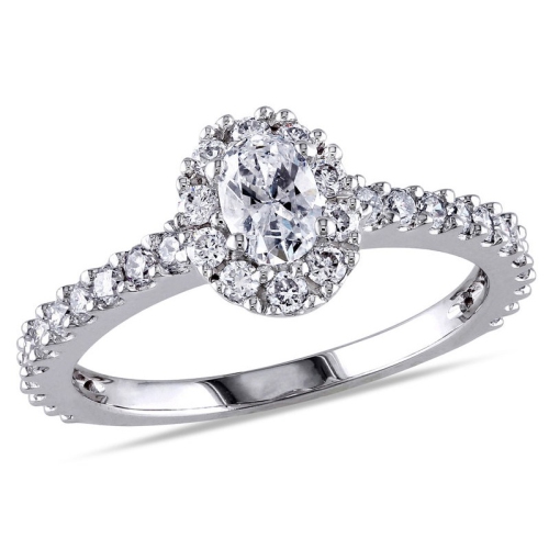 GEM AND HARMONY  1.00 Carat (Ctw G-H, I1-I2) Oval Diamond Engagement Ring In 14K Gold In White