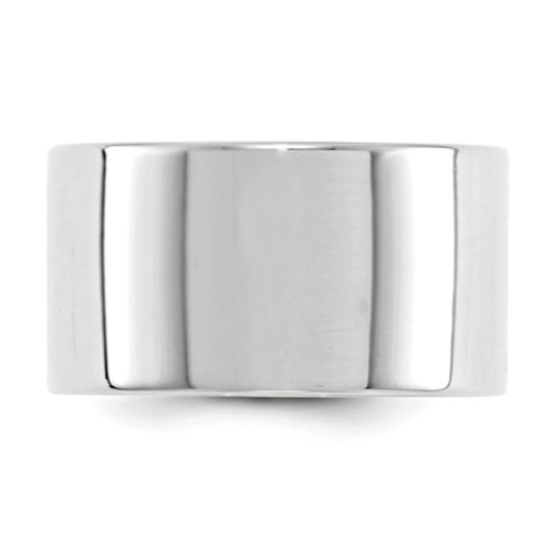 Mens 14K White Gold 12mm Flat Wedding Band Ring