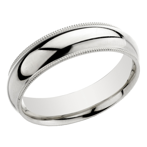 Mens 14K White Gold 6mm Milgrain Wedding Band Ring